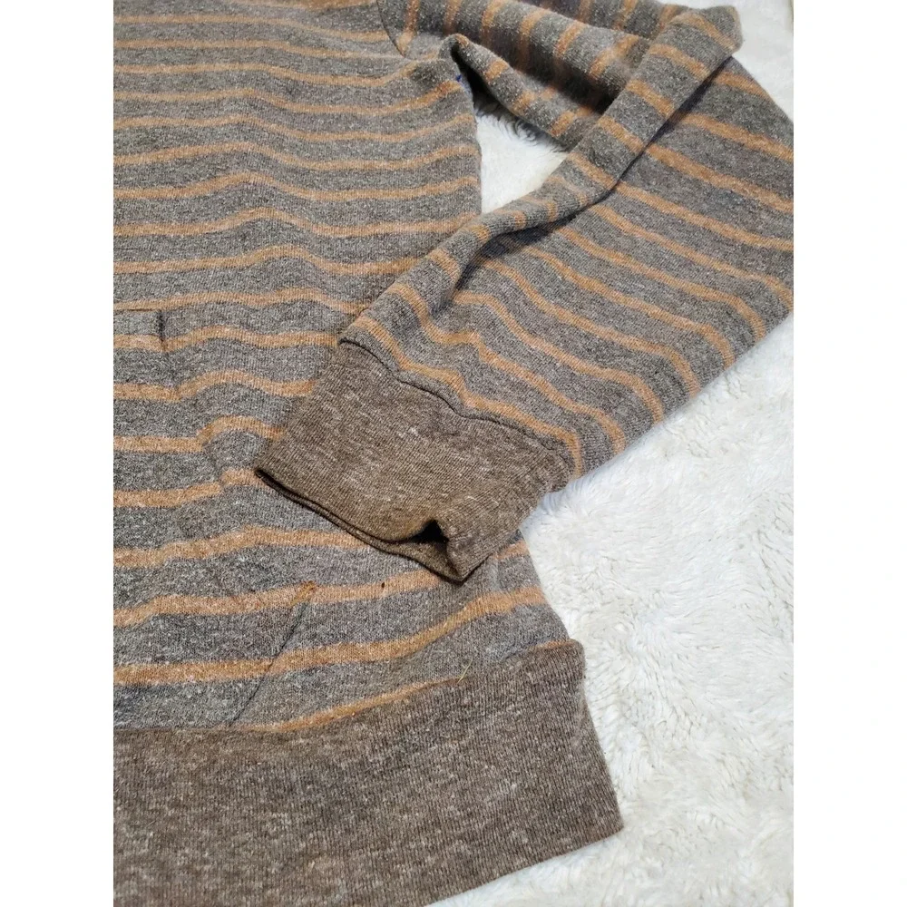 The North Face Brown Striped Full Zip Up Hooded Sweater Men Large Casual Logo